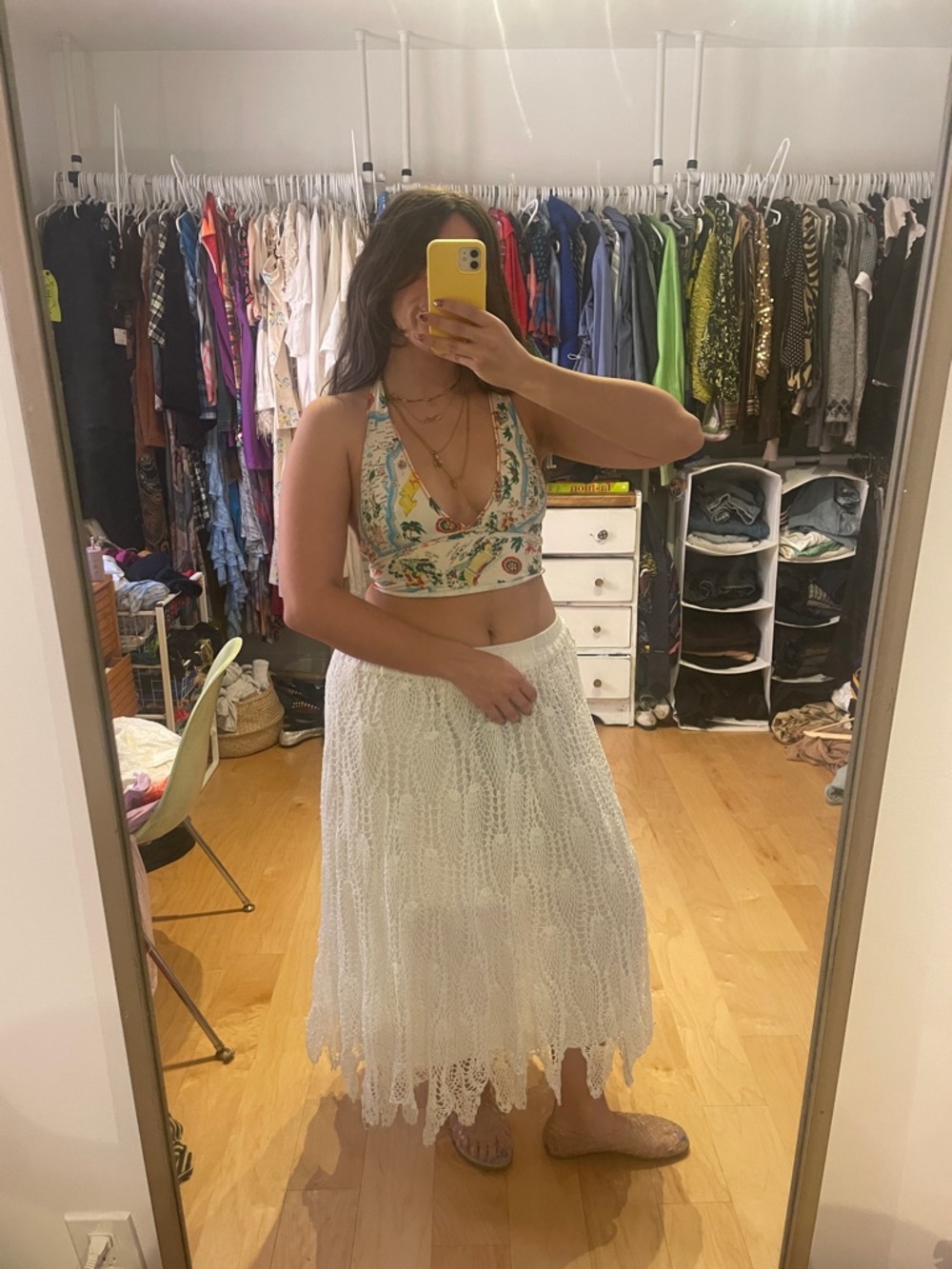 BDG Tropical Print Cropped Halter Top